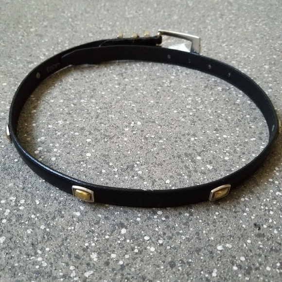 NWT BRIGHTON Black Leather Belt with Gold Studs - Picture 2 of 7